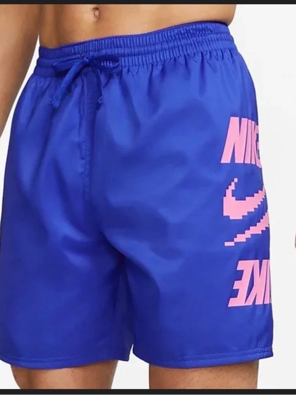 Nike Blue Swim Shorts with Pink Accent Logo
